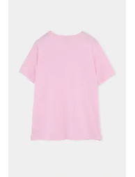 Light Pink Embroidered Regular Tok 100% Cotton Knitted Plus Size T-Shirt - 3