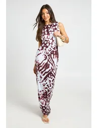 Basic Slash Neck Super Soft Maxi Dress - chocolate