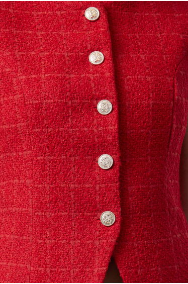 Red Regular Tweed Round Neck Crew Neck Vest product thumbnail 4