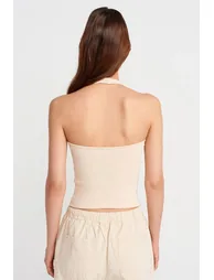 DILVIN Ribbed Halterneck Sleeveless Blouse - 2