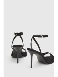 Faux Suede Round Toe Stiletto 2 Part Heels - black - 3