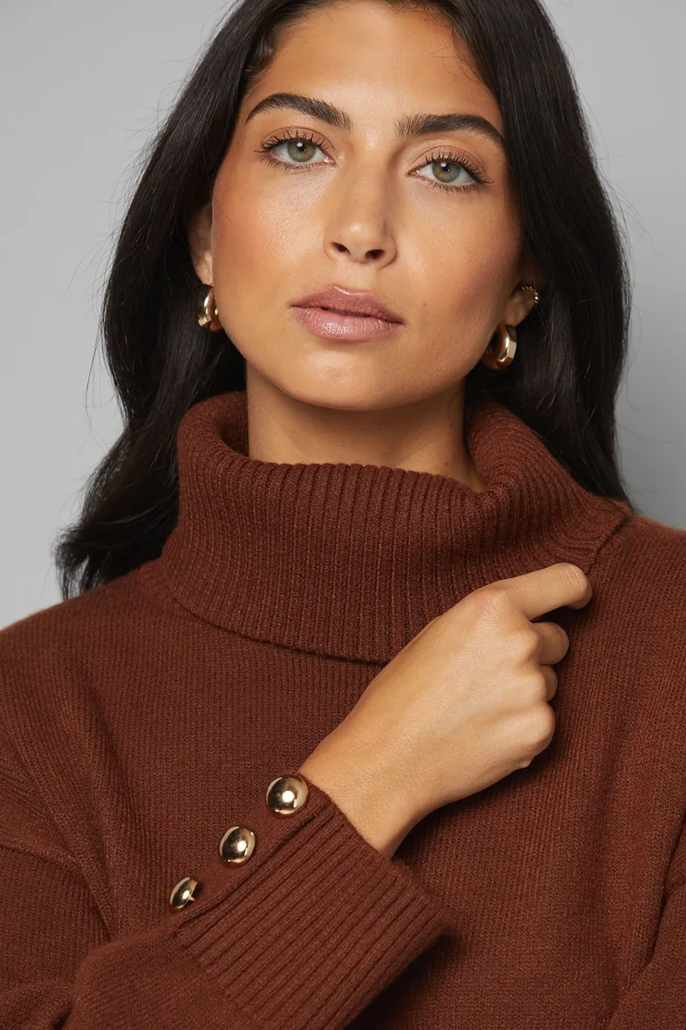 Roll Neck Button Cuff Jumper - 3