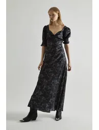 Charcoal Digital-Floral Twist-Front Maxi-Dress - 3