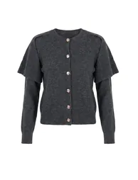 Anthracite Knitwear Cape Detailed Cardigan - 9