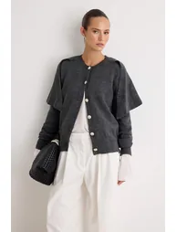 Anthracite Knitwear Cape Detailed Cardigan - 4