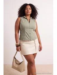 Light Khaki Woven Plus Size Shirt