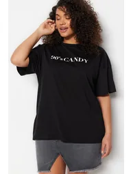 Plus Size T-Shirt - Black - Oversize