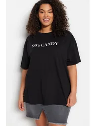 Plus Size T-Shirt - Black - Oversize - 1