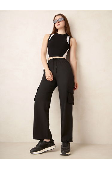 Black Wide Leg Parachute Pants