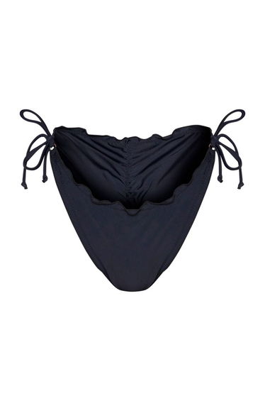 Black Frill Edge Ruched Back Bikini Bottom