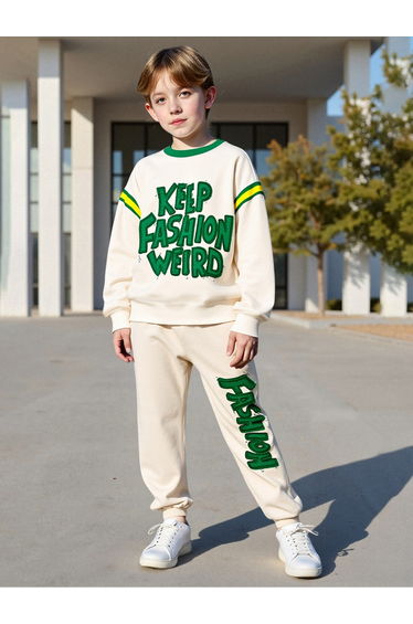 Teens Cream Sweatshirt and Joggers Set