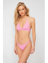 Pink Gathered Bikini Bottoms - 1