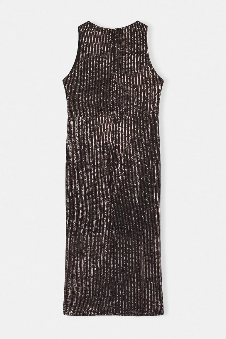 Gold Bodycon Knitted Glitter Knitted Sequin Stylish Plus Size Evening Dress New Year's Dress - 5
