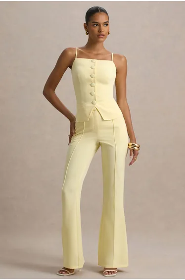 بنطلون بأرجل بحافة واسعة - أصفر