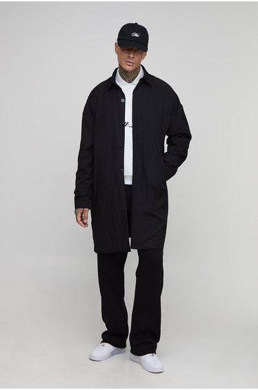 Tall Crinkle Oversized Mac - black