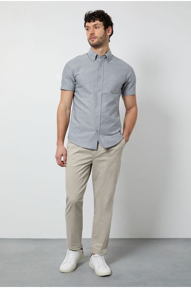 Grey Short Sleeve Oxford Shirt