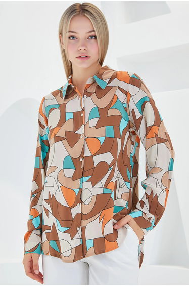 BDART Patterned Long Sleeve Shirt with Button Closure