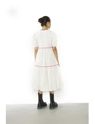 Ditsy-Rose Stripe-Black Button-Front Shift Midaxi-Dress - 1