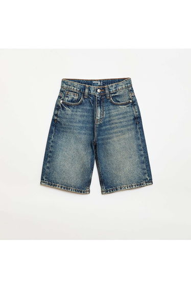 Baggy Denim Bermuda Shorts in Cotton BLUE