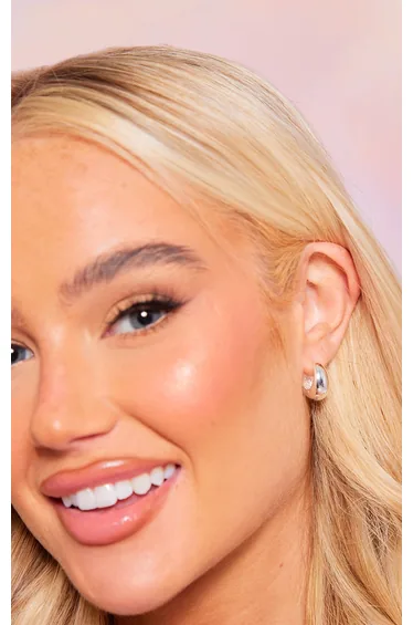 Silver Plated Drop Huggie Hoop Earrings