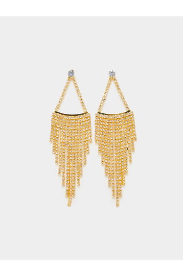 Gold Rhinestone Dangle Earrings