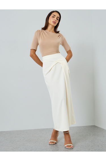 Women Wrap Front Shift Maxi Skirt