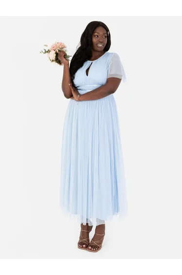 Anaya With Love Recycled Light Blue Midaxi Dress With Keyhole Detail