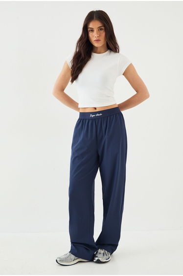 DSGN Studio Elasticated Waist Straight Leg Trouser - navy