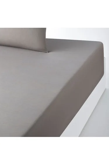 شرشف سرير بولي قطن سادة بحواف مطاطية