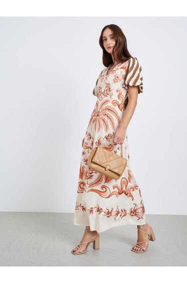 Women All-Over Print V-Neck Maxi Dress