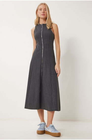 Women's Anthracite Pinstripe Dress