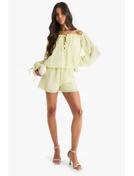 Chiffon Bardot Dropped Waist Playsuit