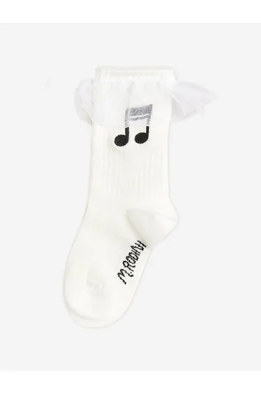Girls Note Frill Socks in White