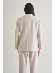 Mizalle Striped Double Breasted Summer Jacket - 5