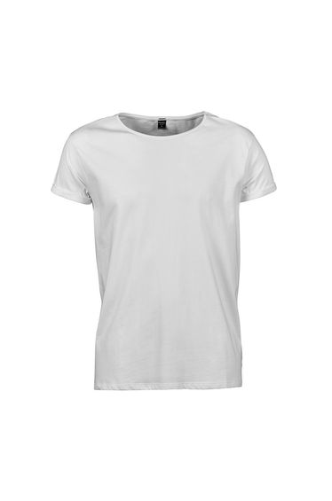 Tee Jays Mens Roll Sleeve Cotton T-Shirt - White