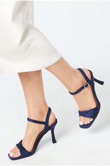 Wide Fit Sally Two Part Twist Detail Heeled Sandals