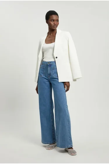 Petite Denim Straight Leg Pocket Jean