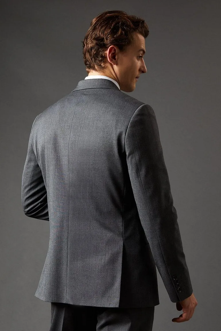 جاكيت بدلة بقصة ضيقة لون رمادي  - 1