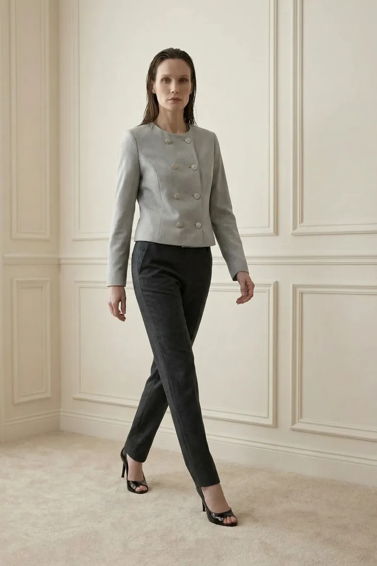 MY FASHION Tailored Short Buttoned Tweed Jacket - 5