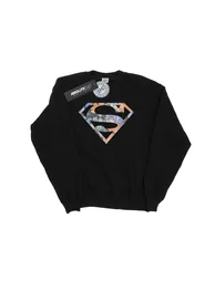 DC Comics Boys Superman Floral Logo 2 Sweatshirt - Black