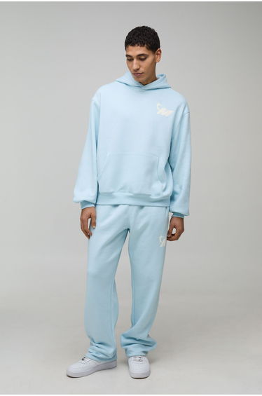 Oversized Boxy M Star Hoodie & Baggy Jogger Tracksuit - blue