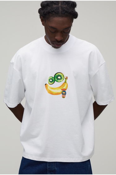 Oversized Boxy Fruit Graphic T-Shirt - white