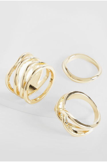 Wavy Ring Multipack - gold