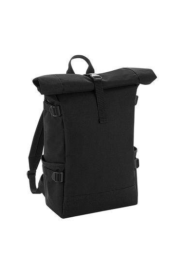 BagBase Block Roll-Top Backpack - Black/Black