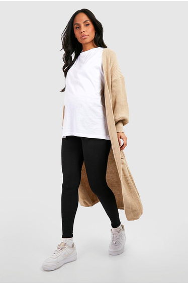 Maternity Ribbed Over Bump Leggings - black