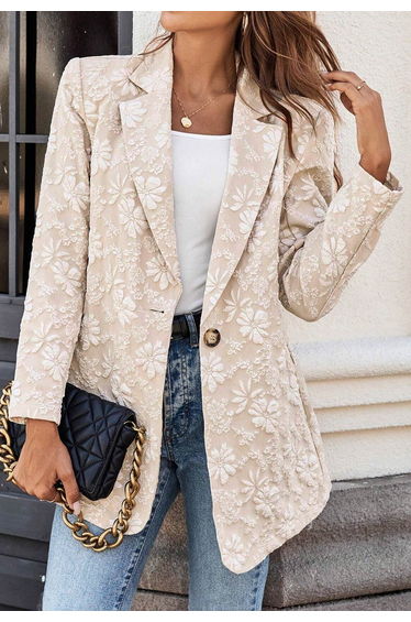 Single Breasted Blossom Embossed Jacquard Blazer