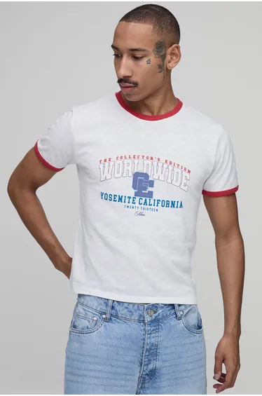 Collector's Edtn Worldwide Ringer Shrunken Boxy T-shirt - white