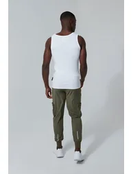Man Active Gym Muscle Fit Ribbed Vest - white - 1
