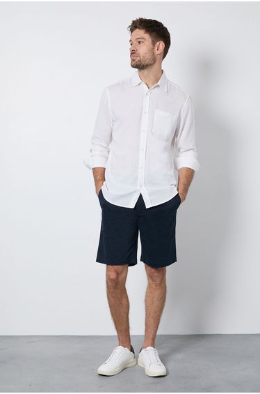 Navy Pleat Front Smart Chino Shorts