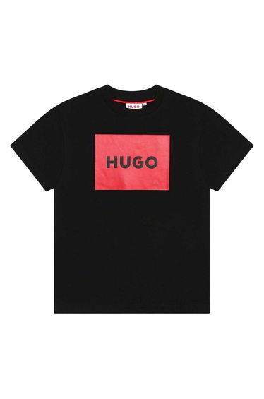 Hugo Childrens/Kids Box Logo Cotton T-Shirt - Black
